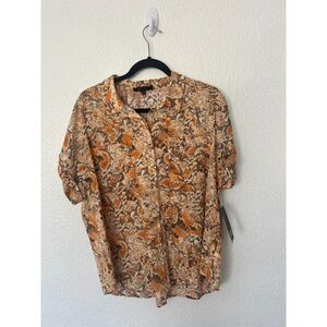 Frye Camp Blouse with Western Snake Print Design NWT Size Large